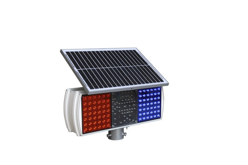 太阳能三格红慢蓝（大）爆闪灯